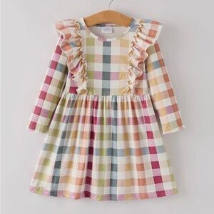Colorful Checkered Kids Casual Dress